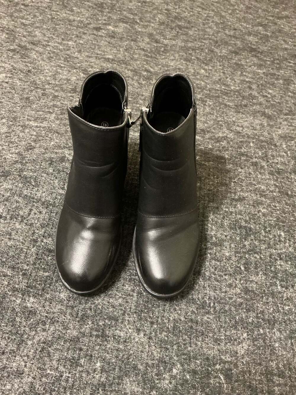Athlefit Women's Black Wedge Heel Ankle Booties with Side Zipper